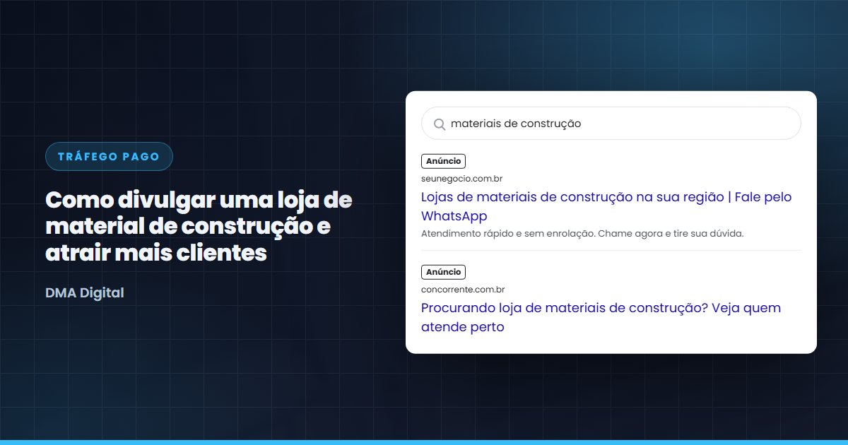 Busca do Google com anúncios de lojas de materiais de construção
