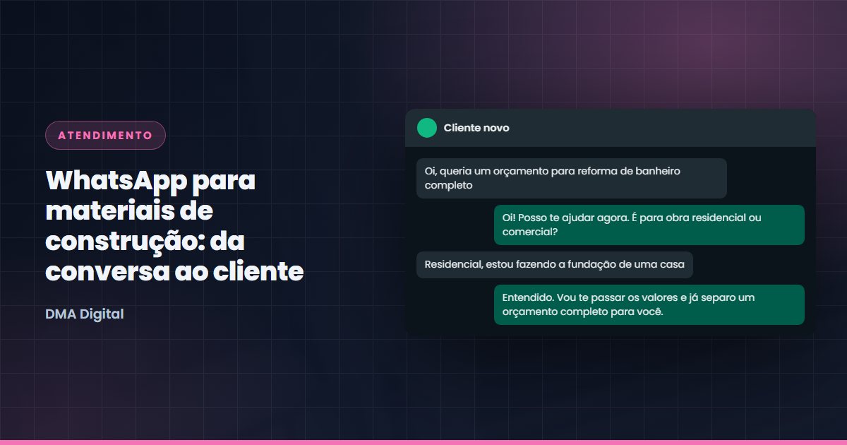 Vendedor de loja de materiais de construção atendendo cliente pelo WhatsApp