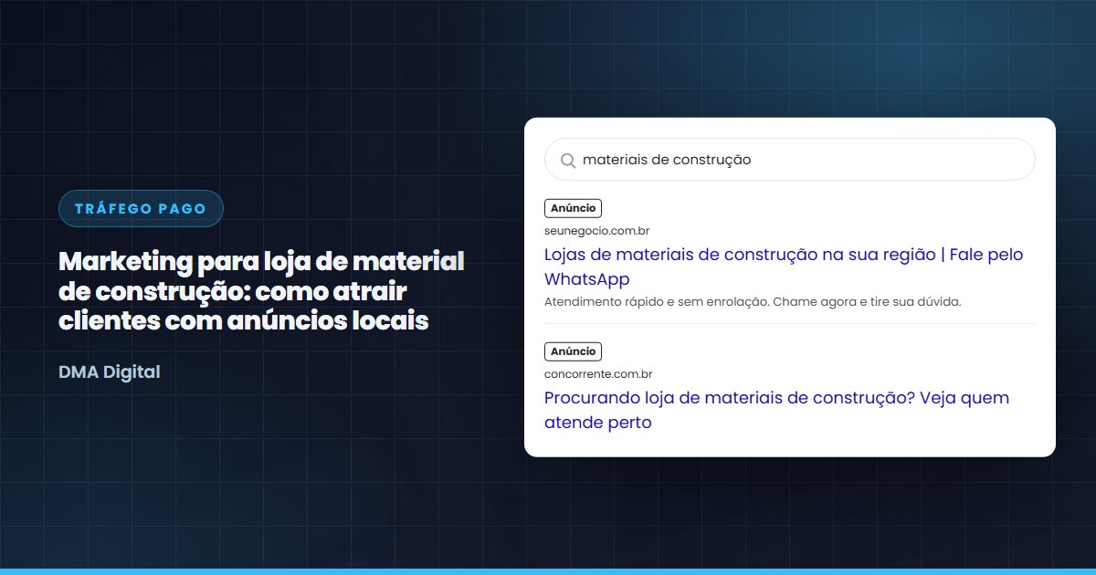 Busca do Google com anúncios de lojas de materiais de construção